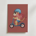 Cool Lion on Wheels – stilfullt konsttryck från Bozetto, tryckt på matt finpapper