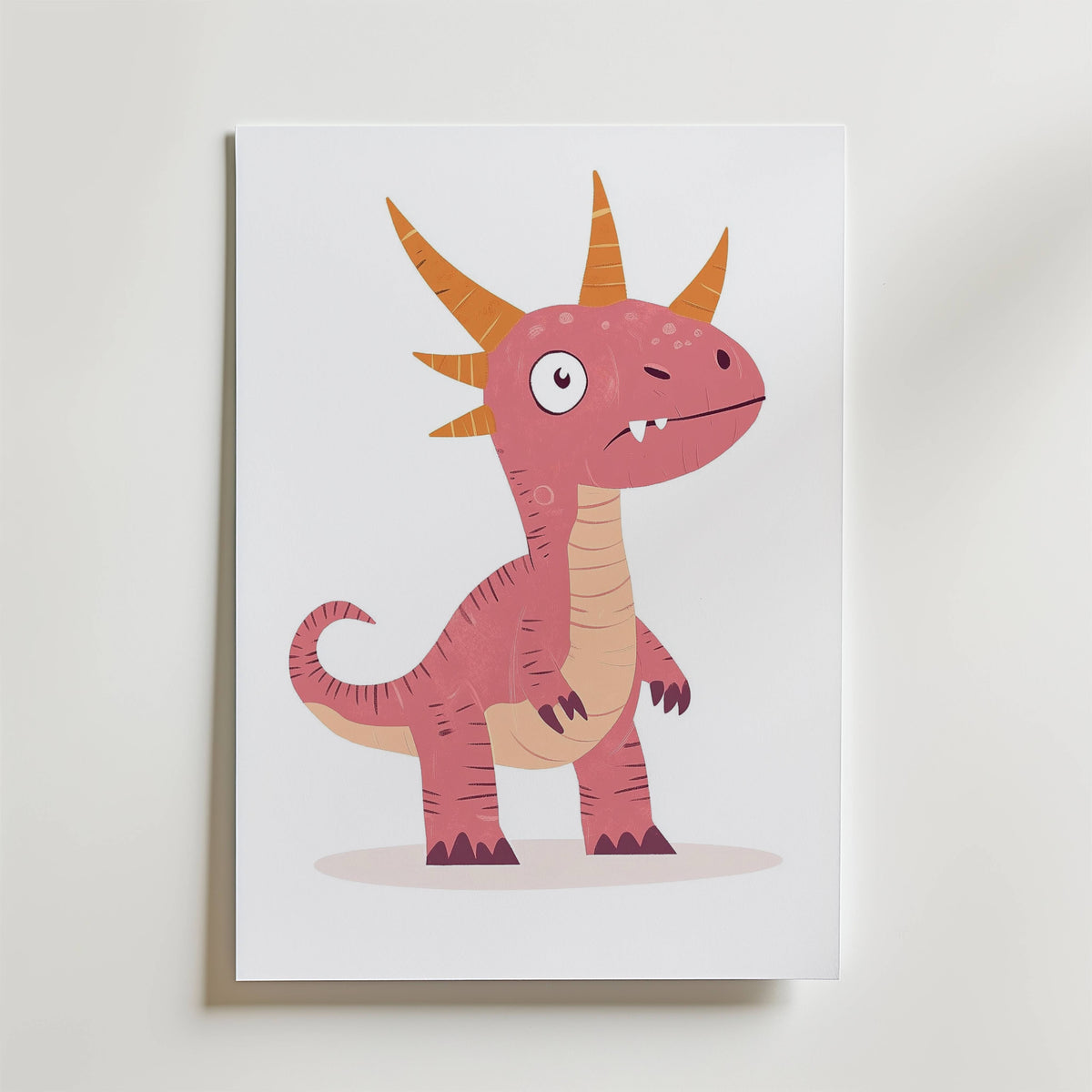 Pink Dino – stilfullt konsttryck från Bozetto, tryckt på matt finpapper i hög tryckkvalitet