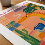 Cappu Dino Poster i ram på skrivbord - Bozetto